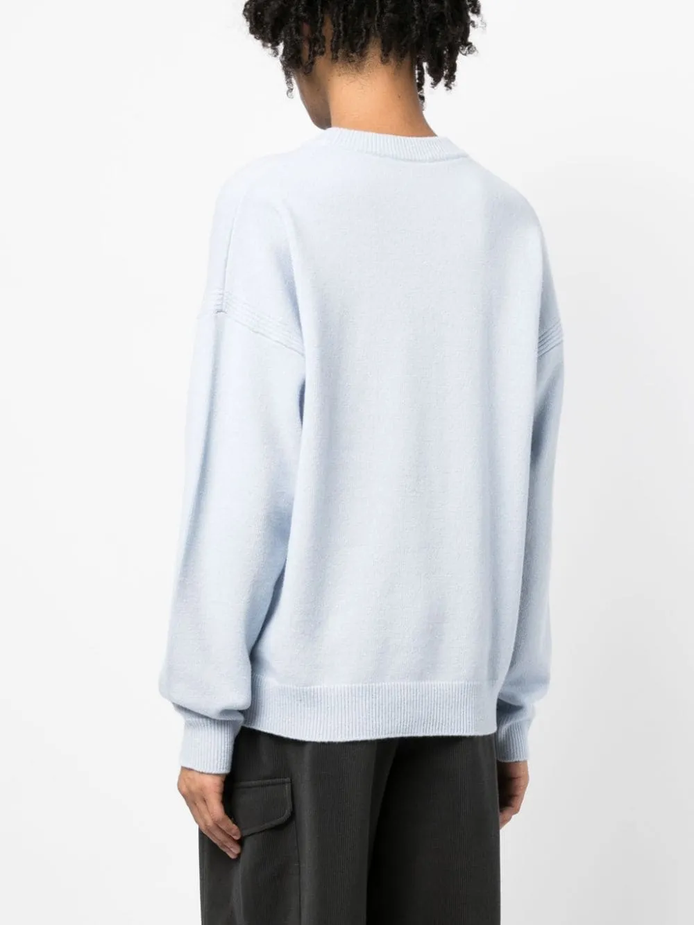 Maglione con intarsio in celeste - uomo