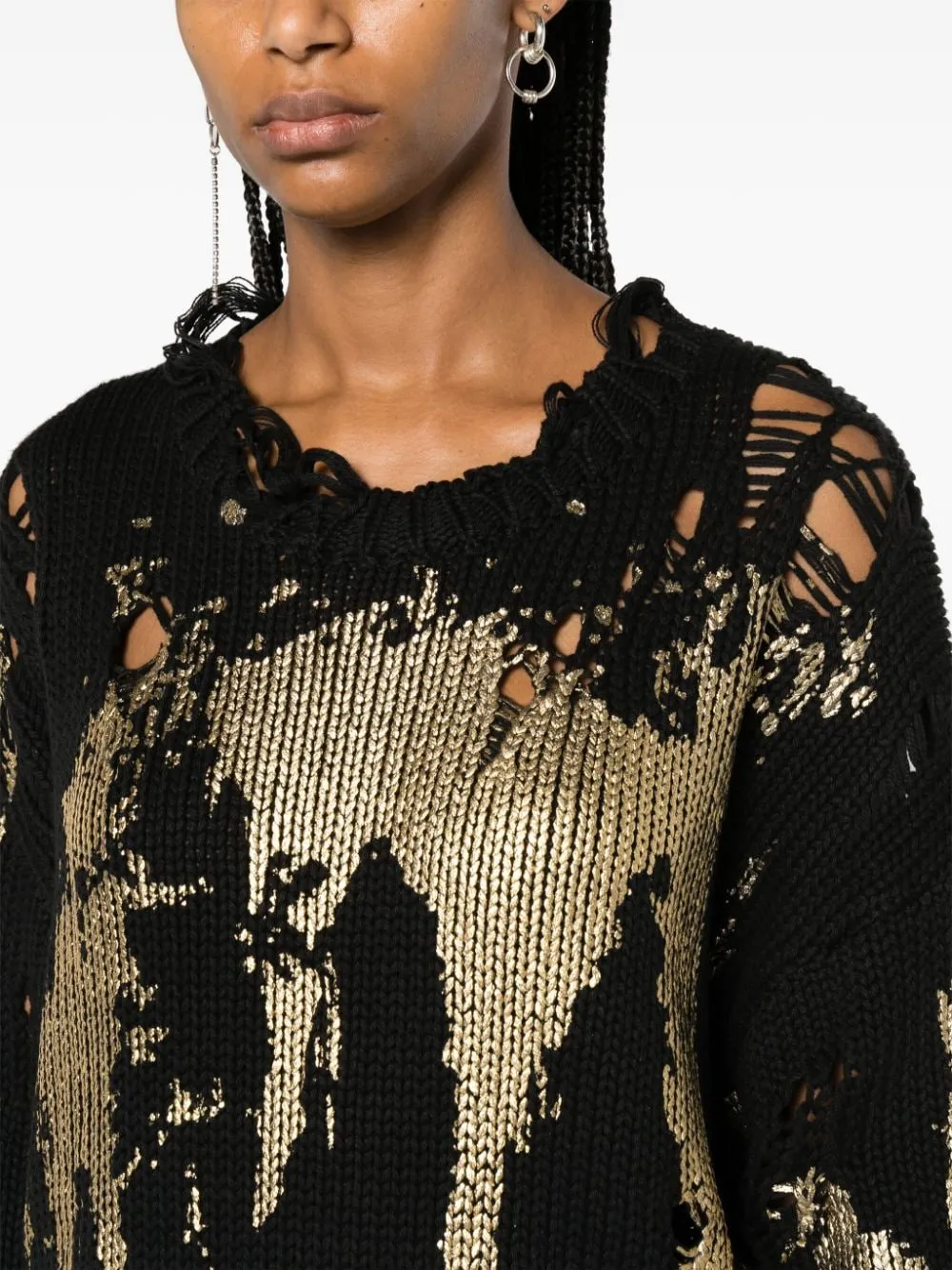 Maglione con stampa in nero - donna